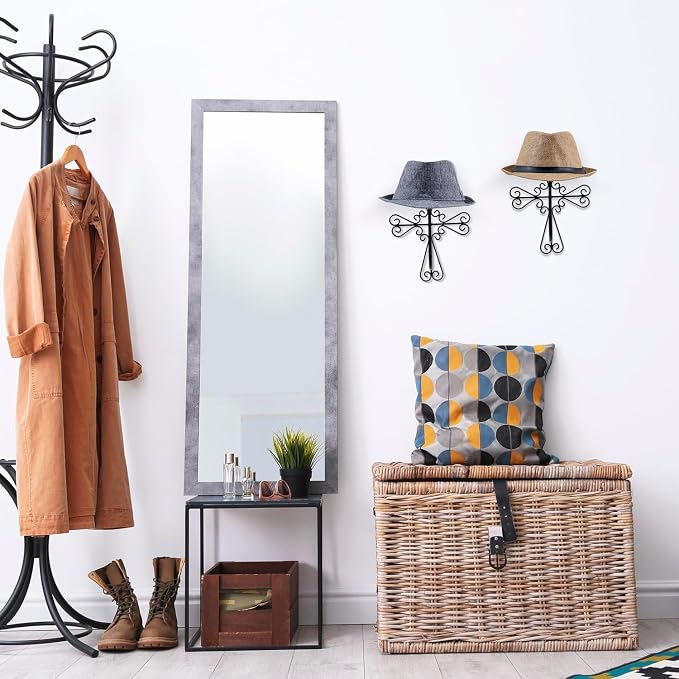 MyGift 2 Pcs Vintage Hat Holder Rack Wall Mount, Helmet and Large Brim Hat - Image 3