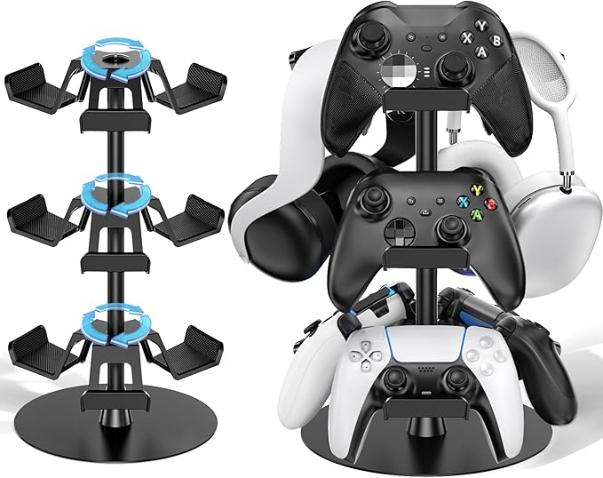 Headset Stand 3 Tiers for Desk, Rotatable Gaming Controller Stand for by KOSKER