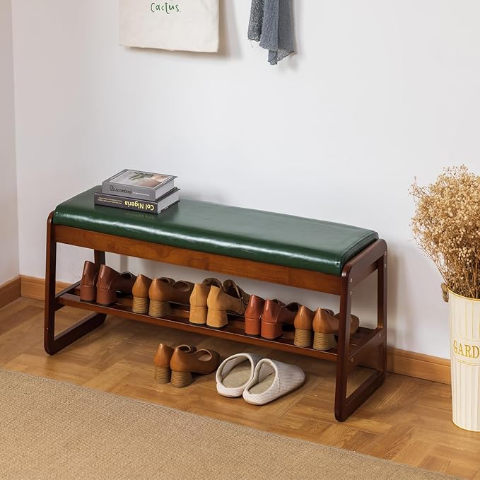 latifolia Solid Wood Bench, Entryway Shoe Bench - Image 4