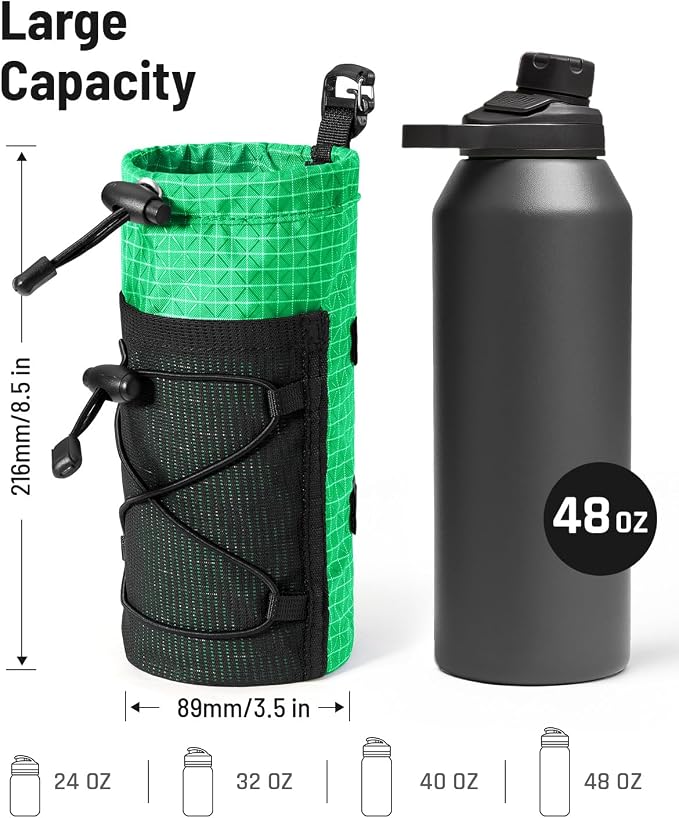 Large Water Bottle Holder Pouch Bag, Backpack Water Bottle Holder Mesh Bag - Image 2