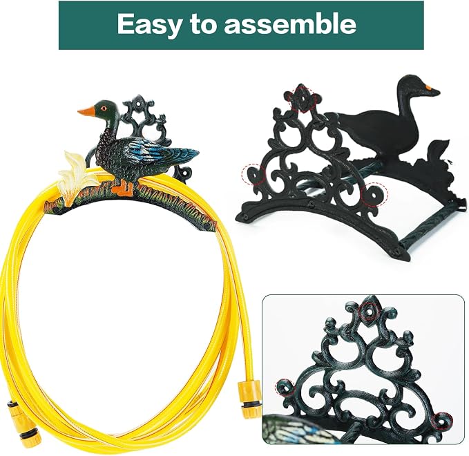 Sungmor Heavy Duty Cast Iron Garden Hose Holder | Water Hose Hanger Wall - Image 4