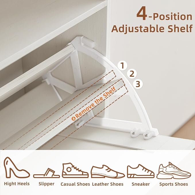 Shoe Storage Cabinet with 2 Flip Drawers, Farmhouse Narrow Shoe Organizer with - Image 6