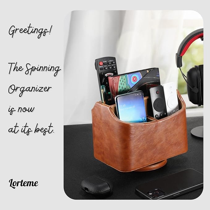 Remote Control Holder, Spinning Desk Organizer, Nightstand Bedside Caddy - Image 2