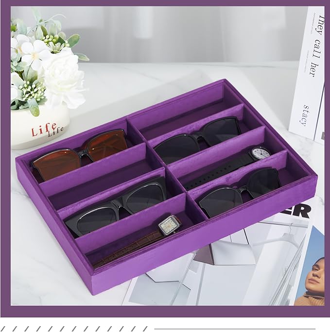 Amylove 2 Pcs Sunglass Organizer Trays Glasses Stackable Jewelry Trays Sunglass - Image 4