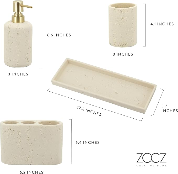 ZCCZ -Beige Bathroom Accessories Set 4 Pcs - Image 7