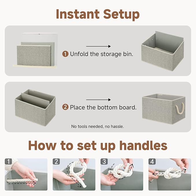 StorageWorks Storage Baskets for Shelves, Foldable Fabric Closet Storage Bins - Image 8