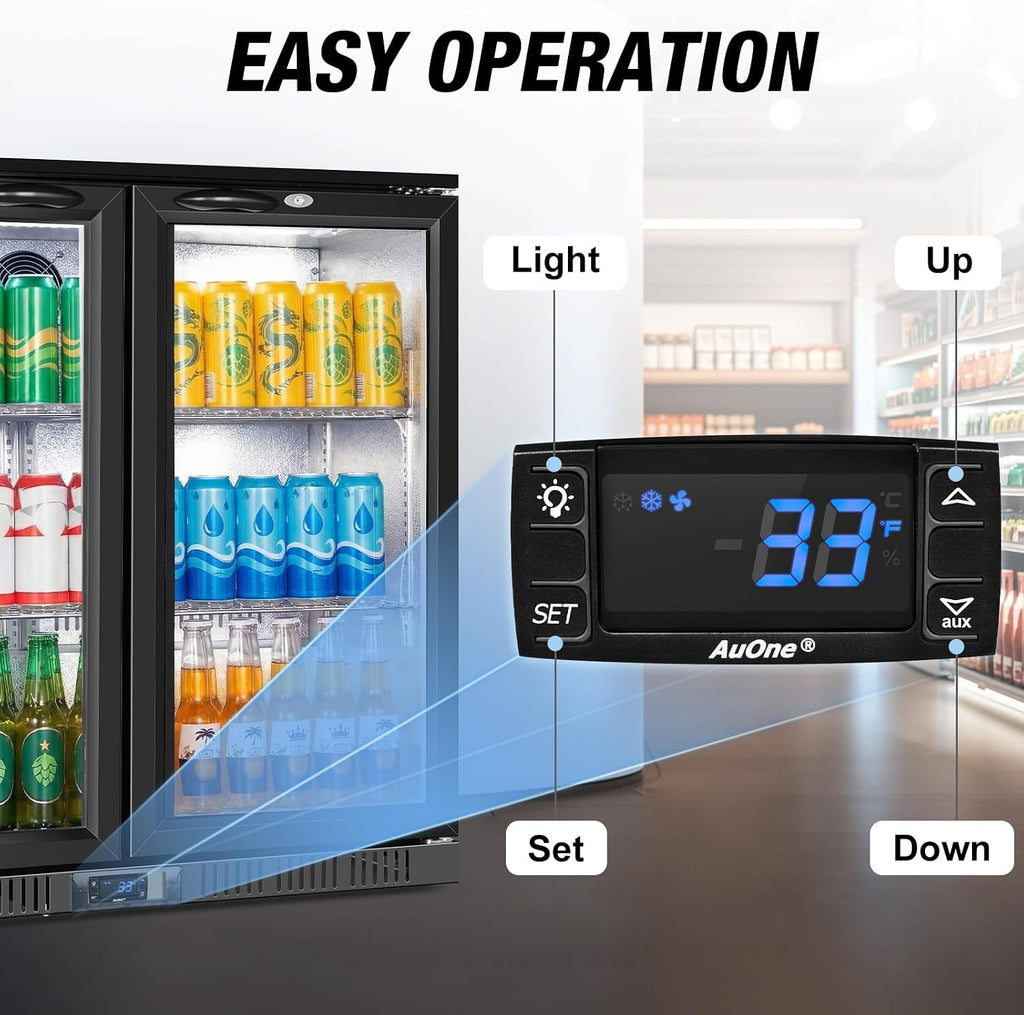 35.4" 7.4 Cu. Ft. Back Bar Cooler, 2 Glass Door Beverage Fridge