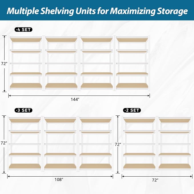 PrimeZone 2 Packs 36" W x 16" D x 72" H Closet Storage Shelves - Image 8