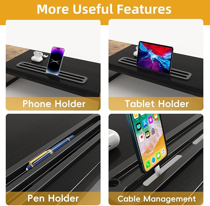 Dual Monitor Stand Riser with 2 Drawers - Image 5