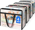 BlissTotes 4 Pack Clear Clothes Storage Bags, Moving Bags, Foldable Blanket by BlissTotes