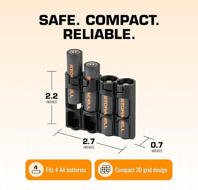 AA Battery Storage Caddy by Storacell, Holds 4 Batteries - Image 7