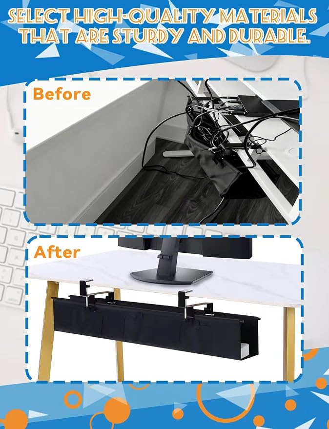 No Drill Under Desk Cable Management Tray - Image 7