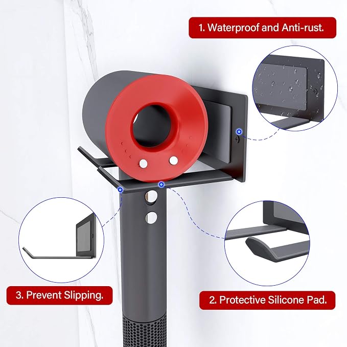 FLE Hair Dryer Holder, Blow Dryer Holder Wall Mounted Fit - Image 4