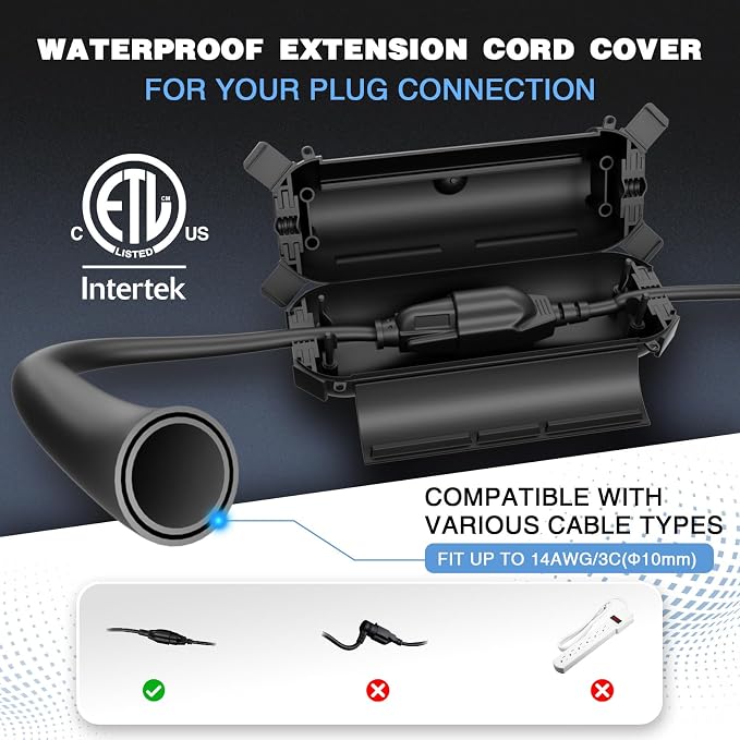 Flemoon Outdoor Extension Cord Safety Cover, IPX4 Waterproof Connection - Image 2