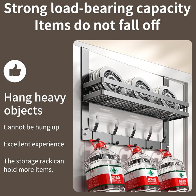 Over The Door Hooks Organizer, Coat Rack Over The Door Storage Hanger Towel Rack - Image 3