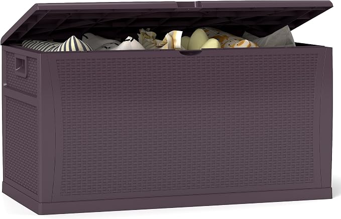 ZYJOYY 125 Gallon Resin Deck Box, Weatherproof Outdoor Storage Box by ZYJOYY