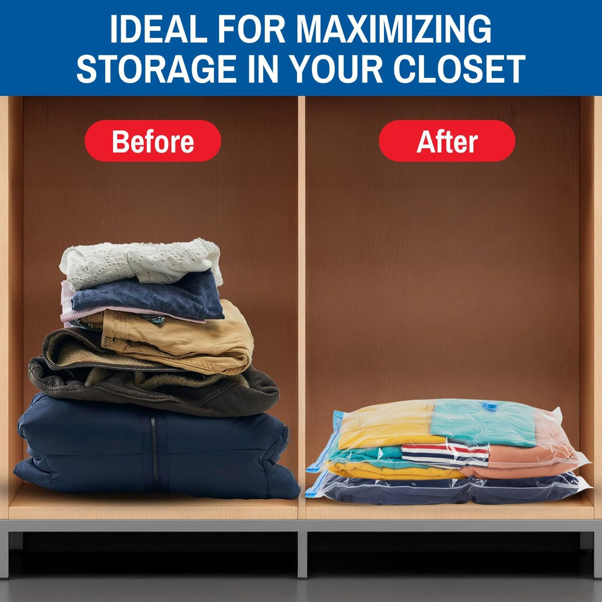 Spacesaver Vacuum Storage Bags with Hand Pump, Large, 6 Pack