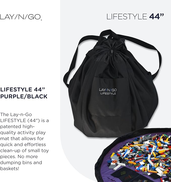 Lay-n-Go 2-in-1 Small Portable Drawstring Toys Storage Organizer and Play Mat - Image 2