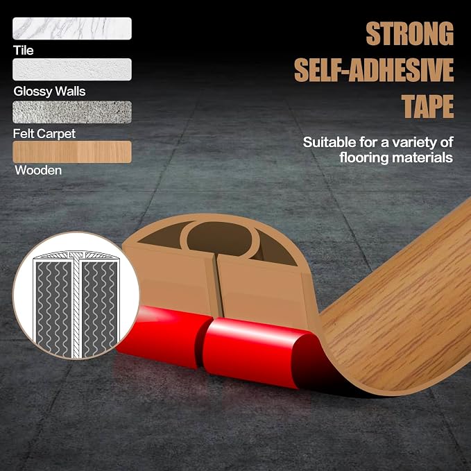 Floor Cord Cover Self Adhesive Cord Hider, 10FT Cable Management, Extension - Image 4