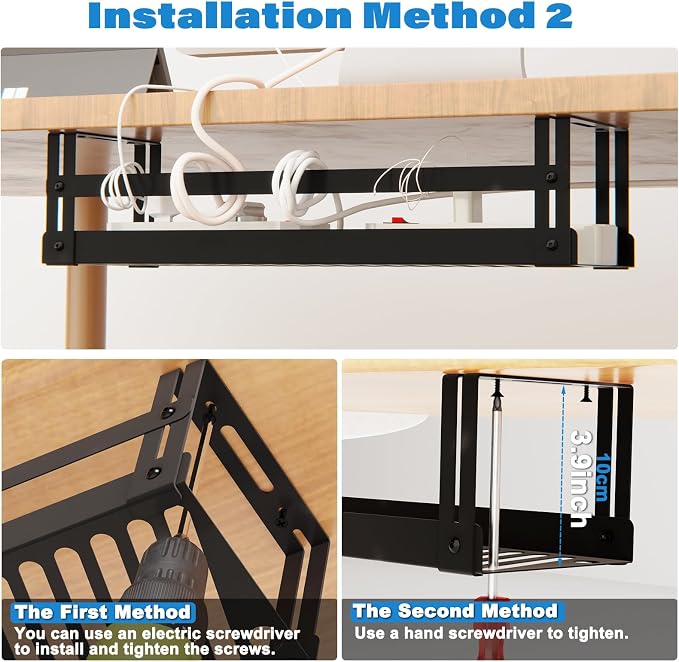 Under Desk Cable Management Tray, 17 in Metal Cable Tray Basket - Image 8