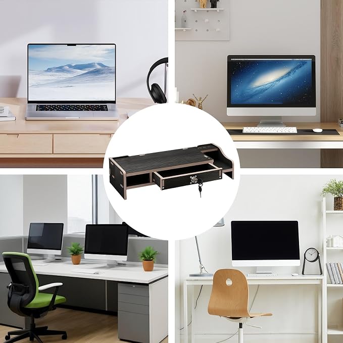 Monitor Riser - Wooden Desktop Organizer Shelf - Desktop Organizer - - Image 4