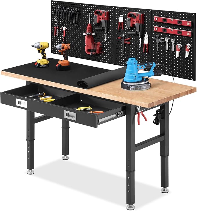 Work Bench with Drawers Adjustable Workbenches by ENJOYWOOD