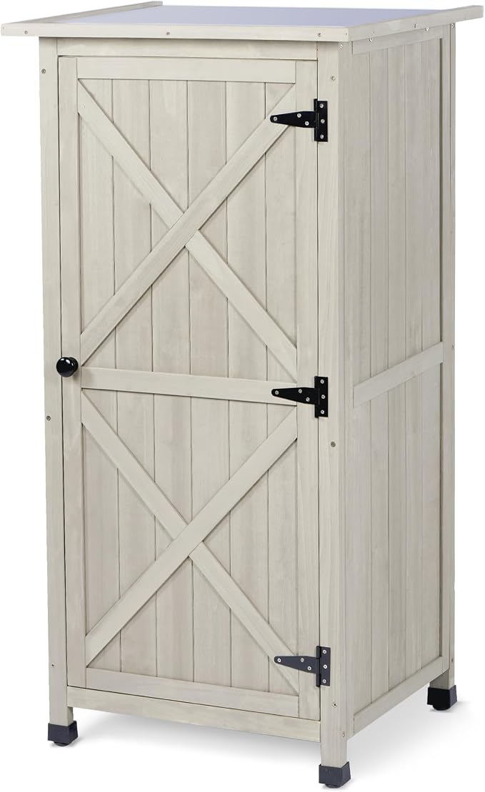 Wooden Outdoor Storage Cabinet, Vertical Garden Tool Shed by FTCBNet