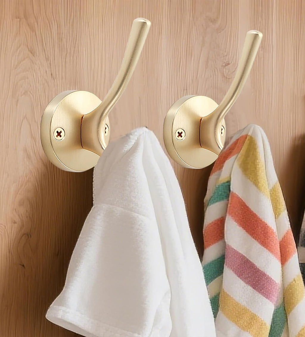 Gold Hat and Coat Hooks, 4 Pack Heavy Duty Coat Robe Hook, Metal