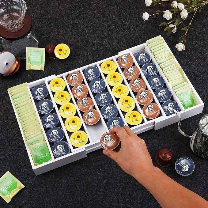 K Cup Holder, Bamboo Coffee Pod Holder Drawer Organizer, Expandable Coffee Pod - Image 6