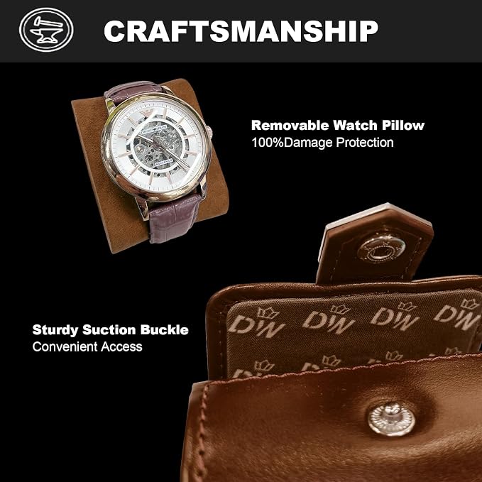 DUKWIN Watch Roll, Vegan Leather Travel Single Watch Case Organizer - Image 2