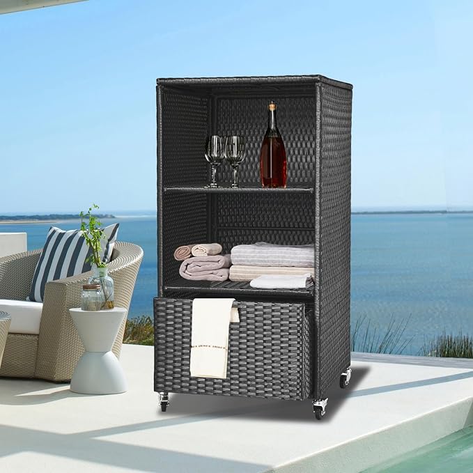 Outdoor Towel Rack for Pool Outdoor Pool Towel Storage Cabinet - Image 4