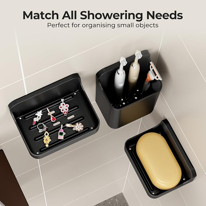 Orimade Shower Caddy 5-Pack, No-Drill Adhesive Shelves - Image 3