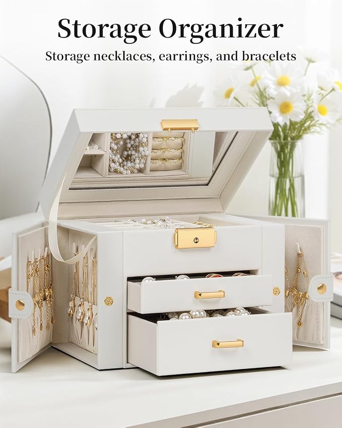 TORIBIO Jewelry Box for Women, Leather Jewelry Organizer - Image 3