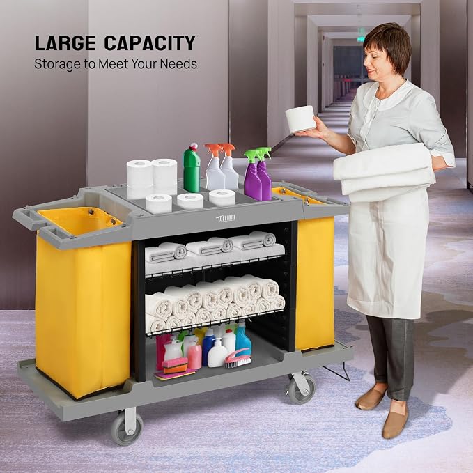 Premium Hotel & Housekeeping Cart on Wheels, 154LBS Multifunctional Commercial - Image 5