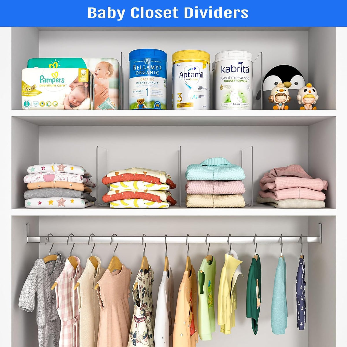 OKPOW Shelf Dividers Closet Organizer - 7.5" Tall X 11.8" Deep Acrylic