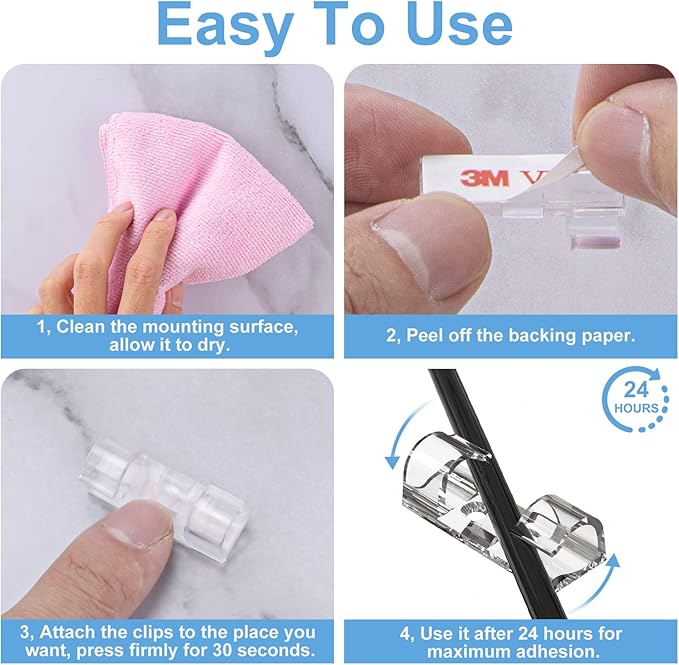 Self-Adhesive Cable Clips Black, Upgraded Wire Clips - Image 5