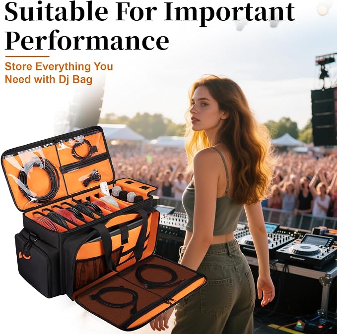 Large Dj Cable Bag with Laptop and Microphone Pocket, Dj Bag - Image 8