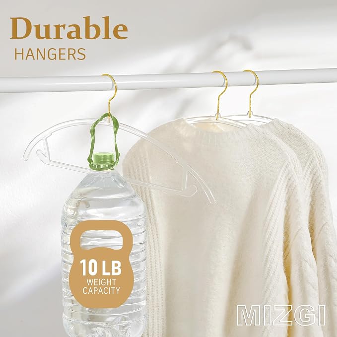 MIZGI Premium Clear Hangers Heavyduty-Acrylic No Shoulder Bump Suit Hangers - Image 4