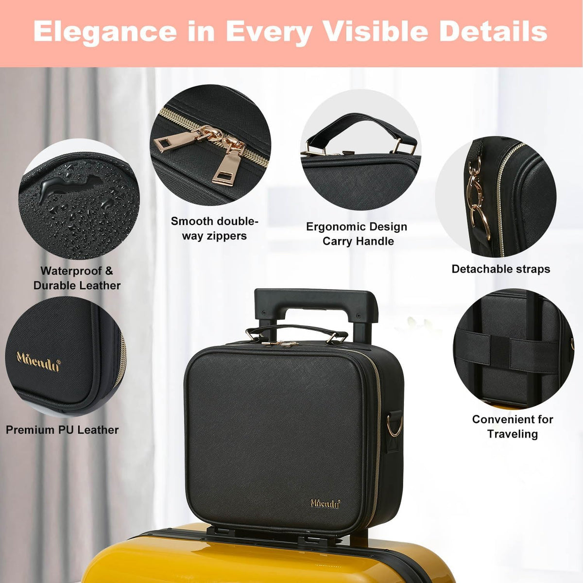 Travel Makeup Bag with Mirror Travel Makeup Organizer Makeup Case