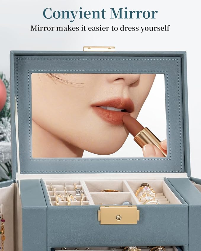 TORIBIO Large Jewelry Box for Women, Leather Jewelry Organizer - Image 7