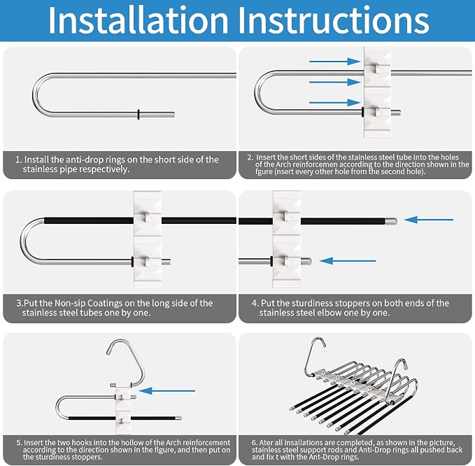 Upgrade Pant Hangers Space Saving, Non Slip Stainless Steel Multifunctional - Image 6