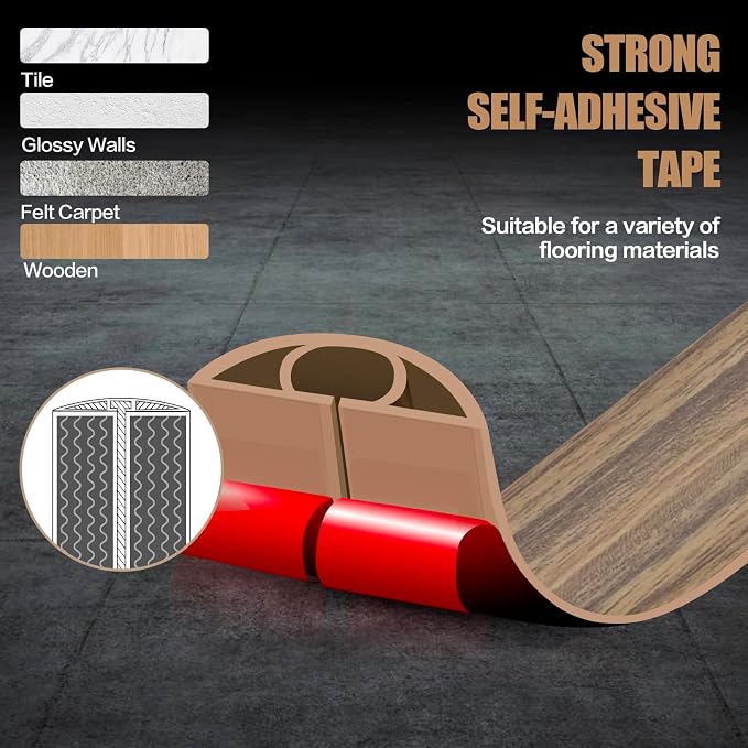Floor Cord Cover Self Adhesive Cord Hider, 10FT Cable Management, Extension - Image 4