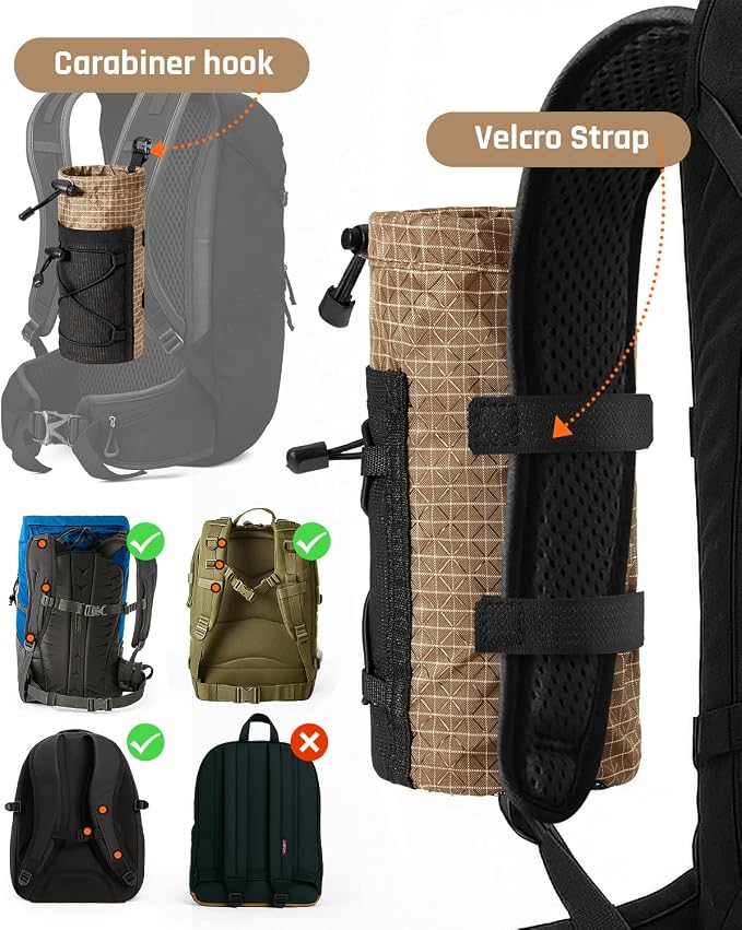 Large Water Bottle Holder Pouch Bag, Backpack Water Bottle Holder Mesh Bag - Image 6