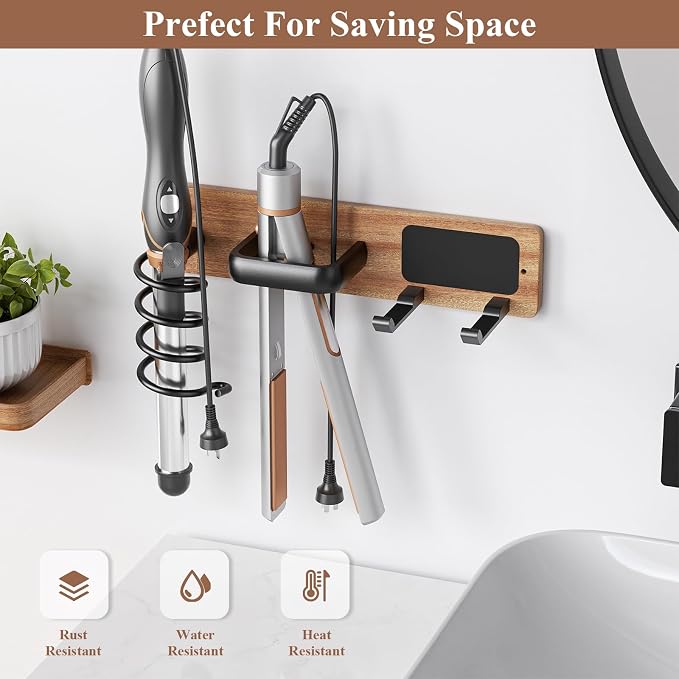 Tindbea Hair Dryer Holder Curling Iron Holder Flat Iron, Blow Dryer Holder Wall - Image 6