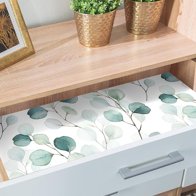 HAOKHOME Shelf Liner and Cabinet Liner Boho Leaf, Self-Adhesive Drawer Liners - Image 8