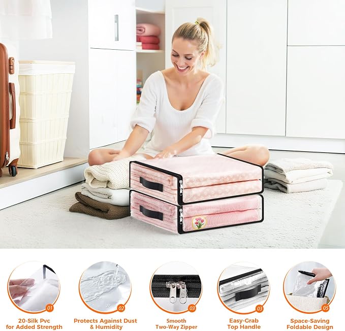 SpaceWhisper 6 Pack Clear Storage Bags, Plastic Blanket Storage Bags - Image 3