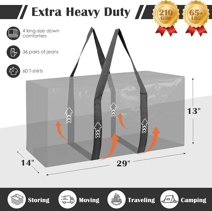 12 Pack Extra Large Heavy Duty Moving Bags - Image 2