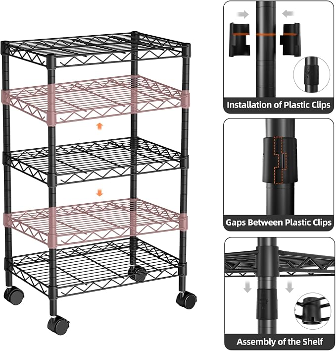 Small 3 Tier Shelves Storage Wire Shelving Unit Metal Shelf Adjustable - Image 6