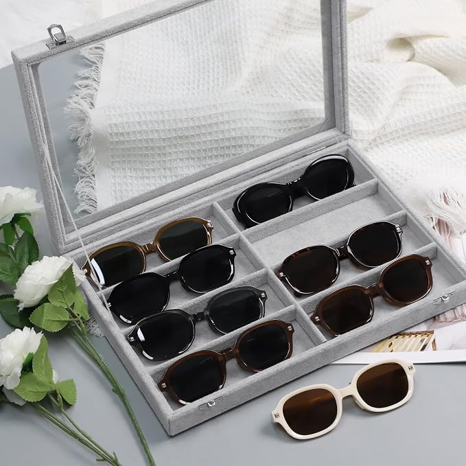 Wudygirl Jewelry organizer Sunglass Organizer 8 Slot Velvet Jewelry Tray - Image 2