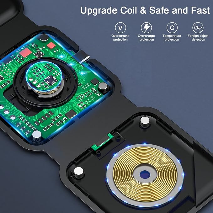 Wireless Charger 3 in 1, RTOPS Magnetic Travel Wireless Charging Station - Image 5